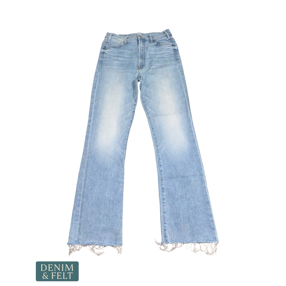 Mother Hustler Ankle Fray Jeans Light Wash High Rise Raw Hem Cropped Premium - Picture 2 of 12